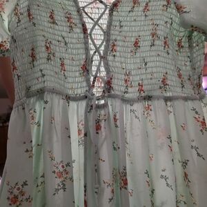 Mint Floral Smocked Maxi Dress